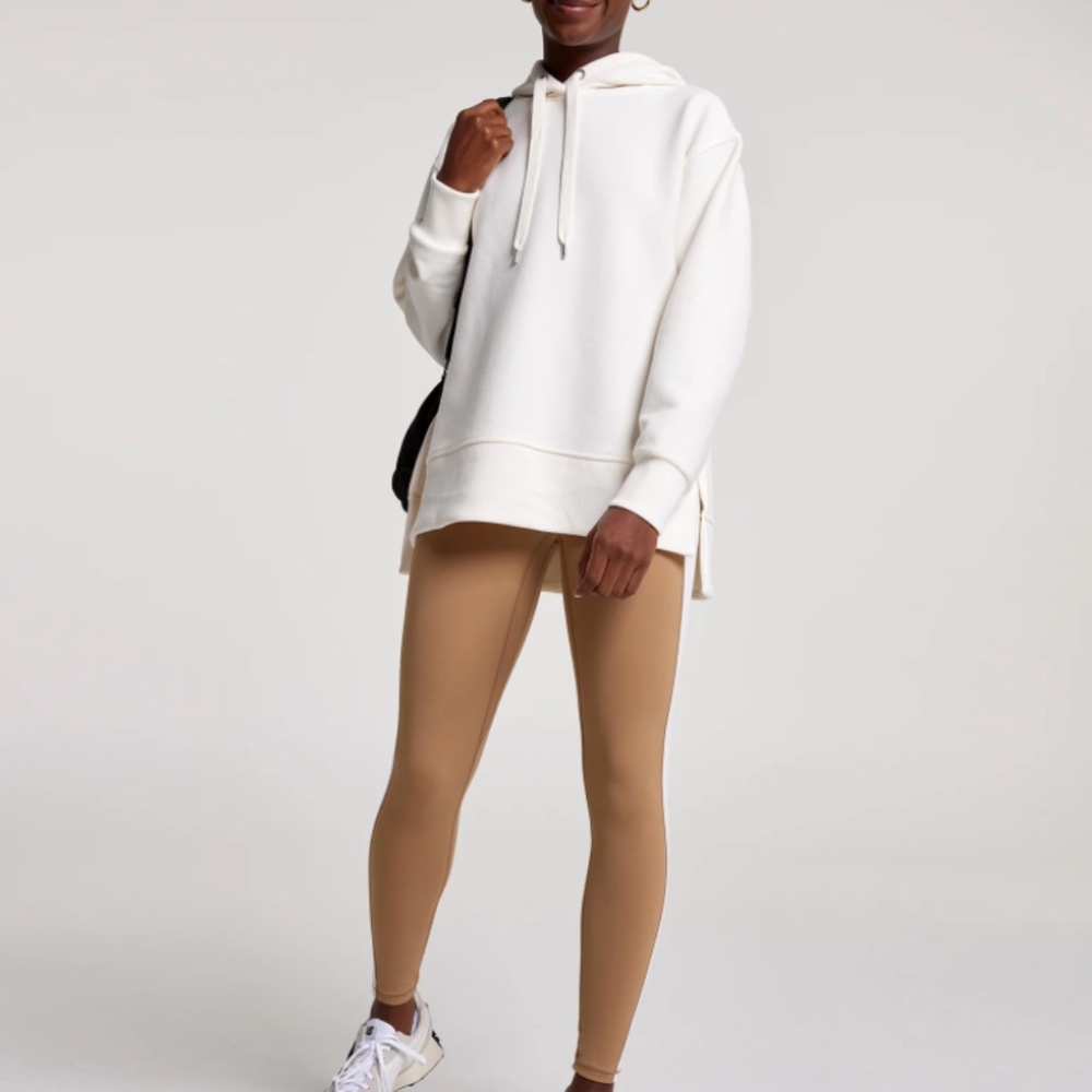 CALIA Oversized Side Slit Hoodie Cream Size Small